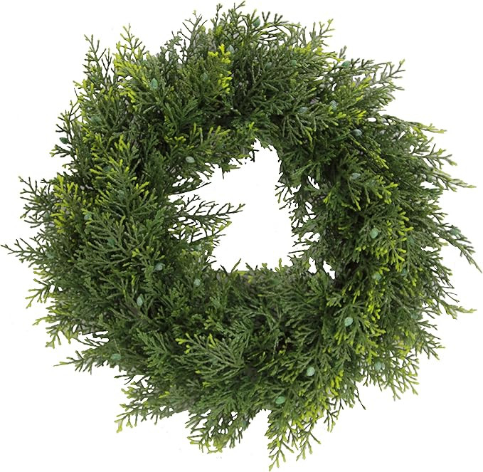 Admired By Nature 20" Inches Faux Cedar Wreath with Berry Holiday Christmas Wreath for Front Door... | Amazon (US)