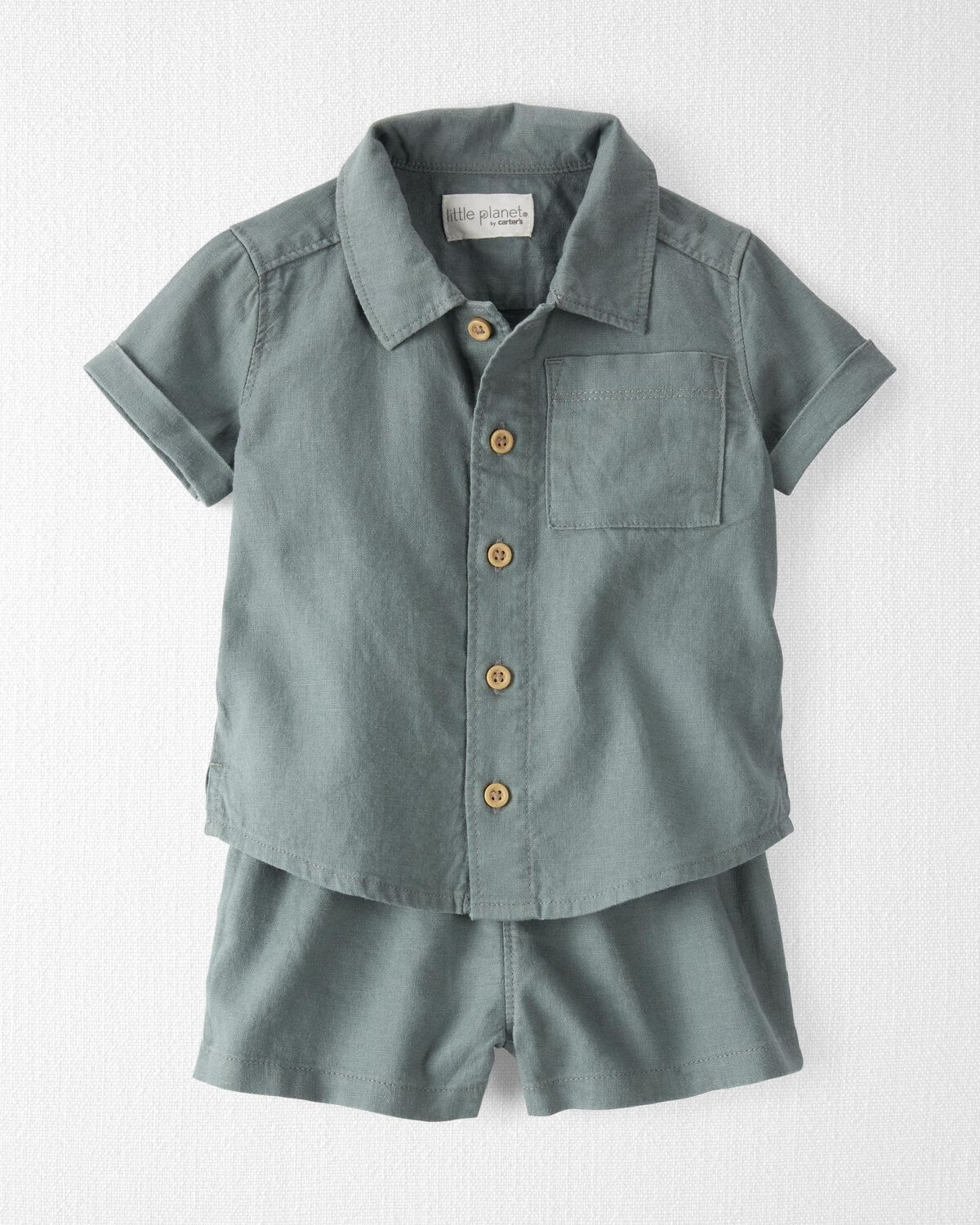 Baby 2-Piece Linen Button-Down Shirt and Shorts Set - Little Planet | Carter's | Carter's Inc