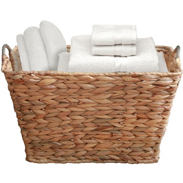 Vintiquewise Water Hyacinth Wicker Large Square Storage Laundry Basket with Handles | Target