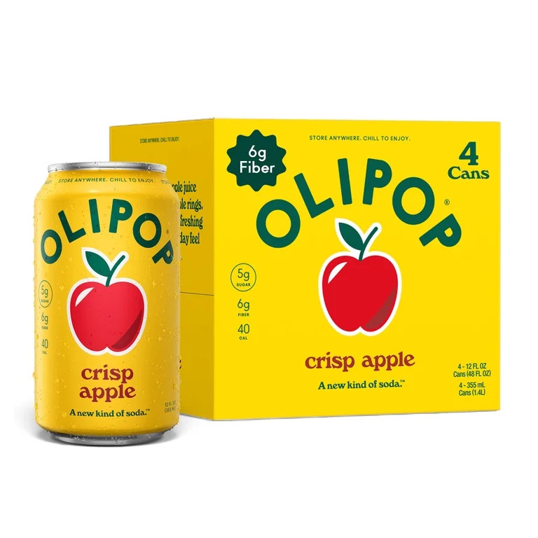Olipop Prebiotic Soda, Beverages w/ Prebiotics, Botanicals & Plant Fiber, Crisp Apple, 12 fl oz (... | Walmart (US)