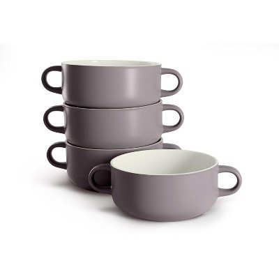 Kook Ceramic Soup Crocks, with Handles, 18 Oz, Set of 4, Mauve | Target