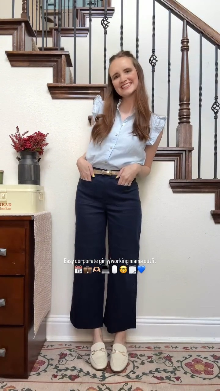Follow @presleysplace_ for more working mama outfit inspo 🫶🏻 it has been SO hard to find work clothes that I like after having my 2nd baby so trying to share what I’ve found & love!
 
These pants are THE BEST @loft 💙

#workingmom #corporate #officeoutfit #workwear #workwearstyle