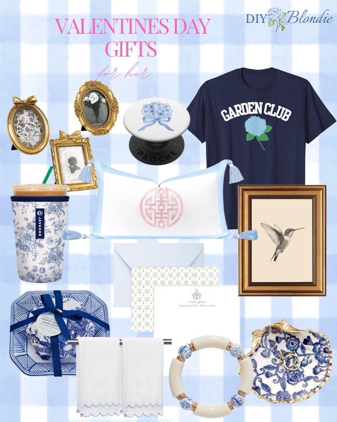 Valentine’s Day gifts don’t have to be all pink and red… I’m personally obsessed with soft blues, hydrangeas, and timeless grandmillennial style 💙 These are such sweet, feminine gift ideas that feel classic and thoughtful without being over the top.

Perfect little luxury touches like monogram details, pretty frames, cozy tees, and everyday favorites that she’ll actually use and love long after Valentine’s Day.

Linking everything here in case you’re still shopping or sending a little hint to someone special 😉

#LTKValentine