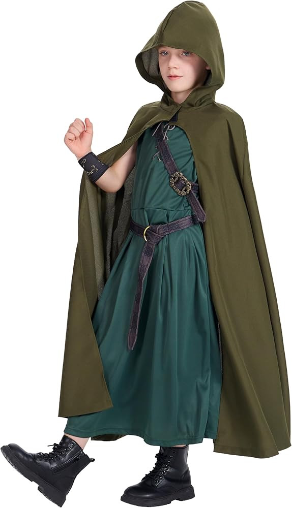 Archer Costume Kids Boys Hooded Renaissance Medieval Viking Costume with Cape for Halloween | Amazon (US)