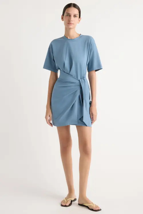 Modern Citizen Fallon Organic Cotton T-Shirt Wrap Dress in Dusty Blue at Nordstrom, Size X-Small | Nordstrom