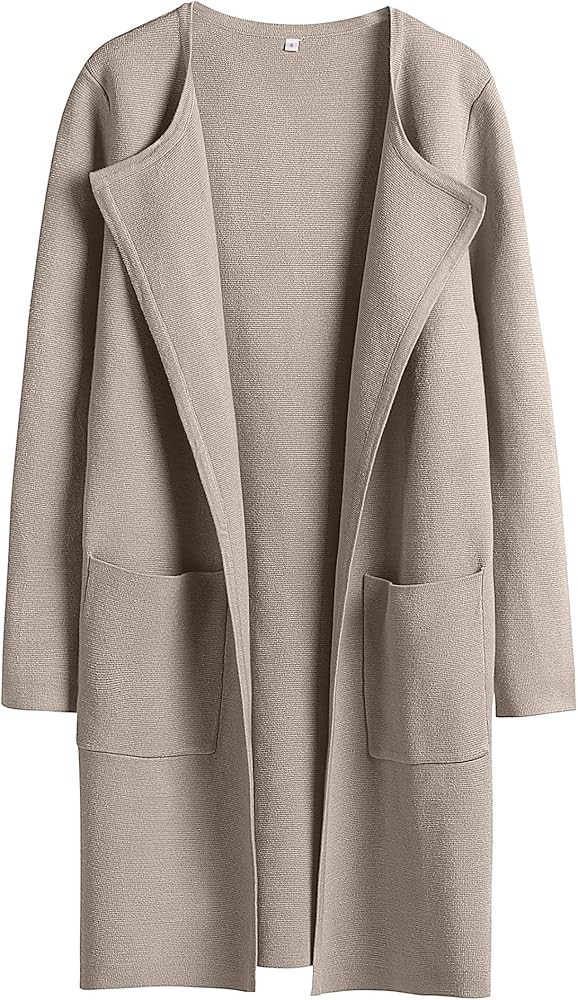 Women's Cardigan Sweater Casual Lapel Open Front Long Jackets Fall Winter Wool Coat 2023 Trench C... | Amazon (US)