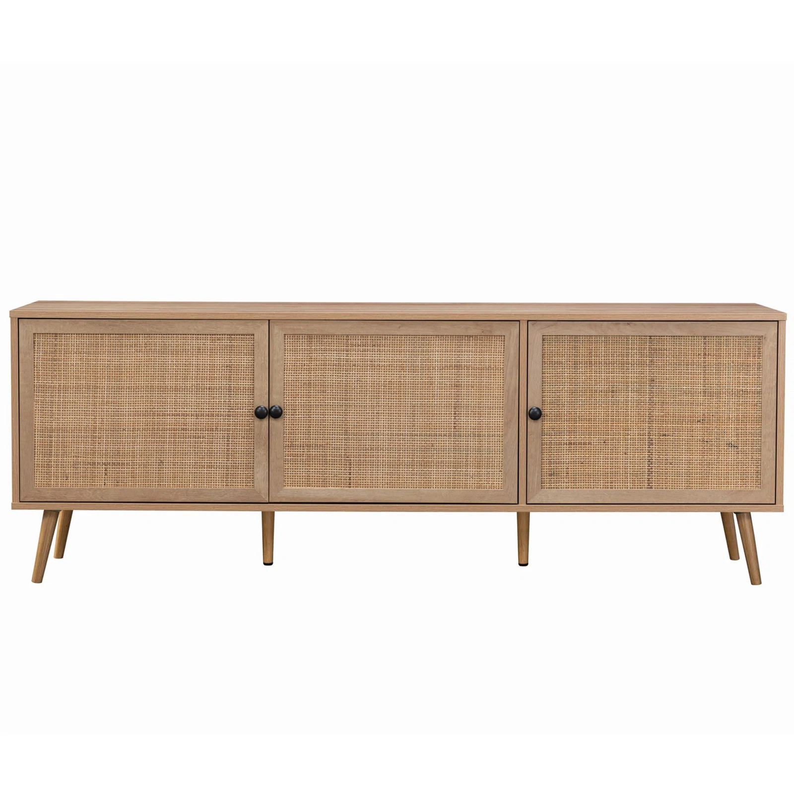 Presley Rattan Storage Media Console for TVs up to 79", 66" x 24" x 15.5" | Wayfair North America