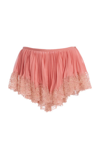 Lace-Trimmed Plisse Silk Shorts | Moda Operandi (Global)