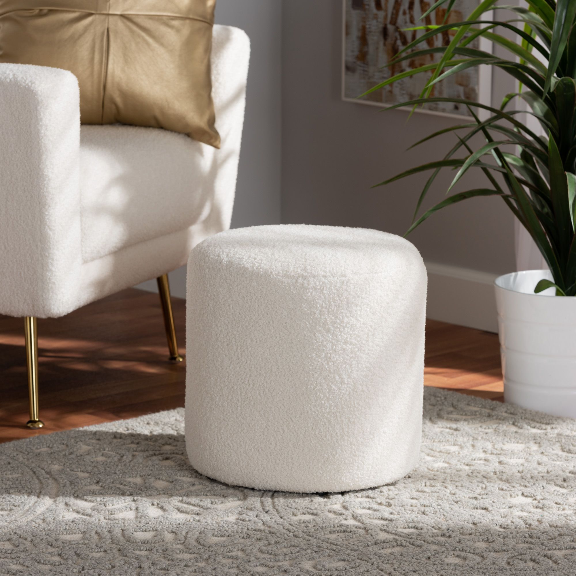 Baxton Studio Tori Modern and Contemporary Ivory Boucle Upholstered Ottoman | Walmart (US)