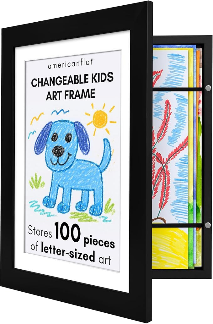 Americanflat Kids Artwork Frame Changeable (Black) - Magnetic Door Holds 100 Art Pieces - 8.5x11 ... | Amazon (US)