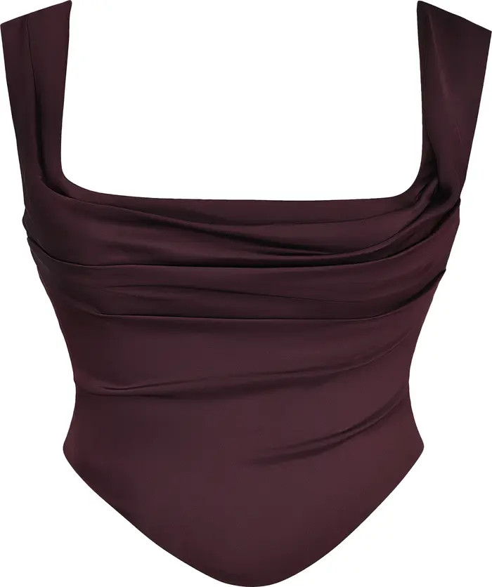 Una Floral Cowl Neck Lace-Up Corset Top | Nordstrom