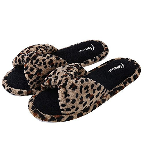 Aerusi Women's Cozy Slide Leopard Design Slipper, Leopard Brown, Women's Size 6 Regular US | Amazon (US)