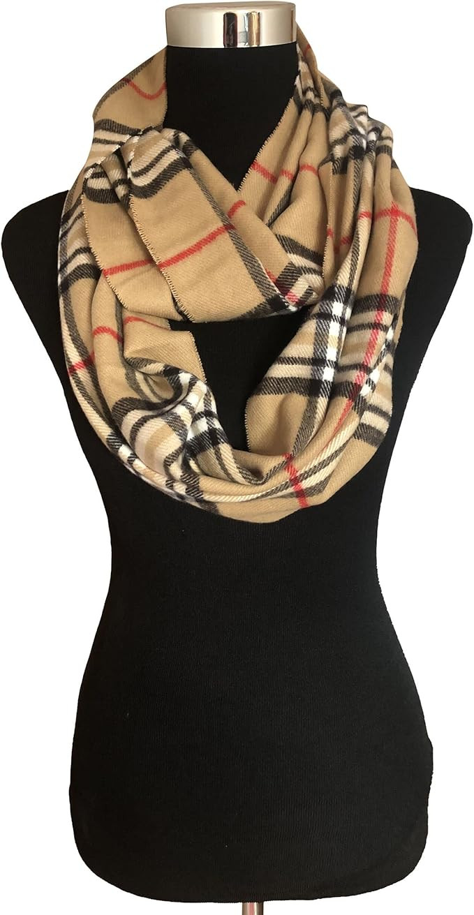 Unisex Women's Stylish Plaids & Check Cashmere Winter Infinity Cowl Scarf | Amazon (US)