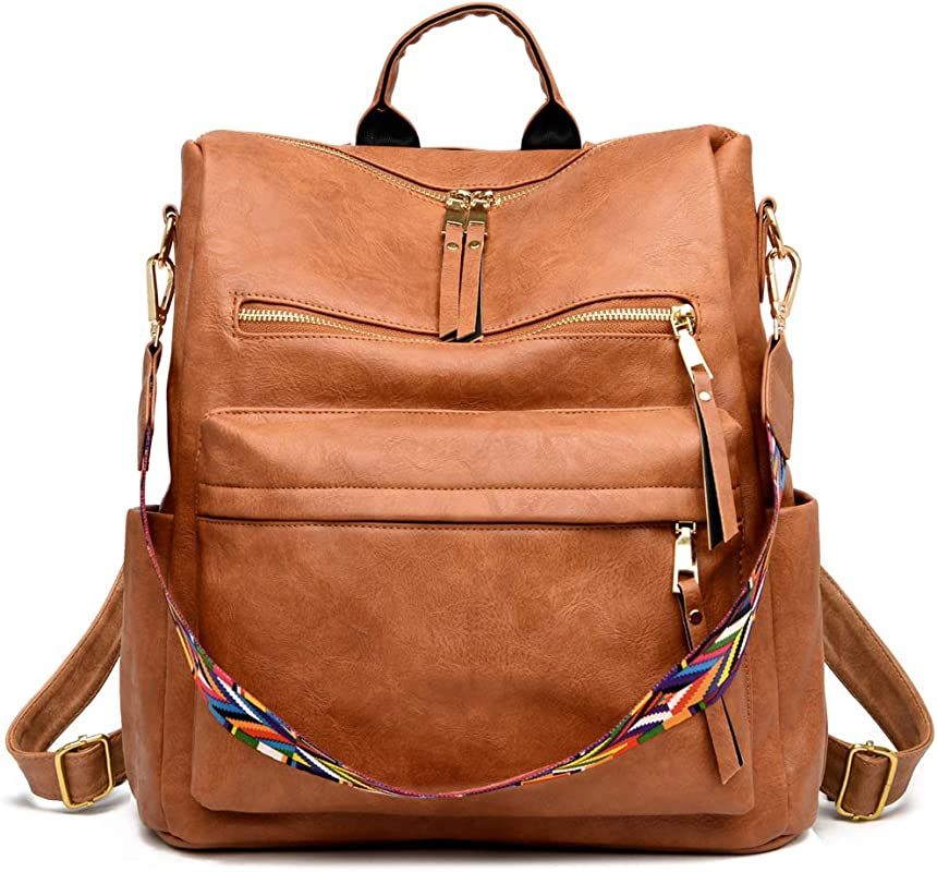 Women's Fashion Backpack Purses Multipurpose Design Handbags and Shoulder Bag PU Leather Travel b... | Amazon (US)