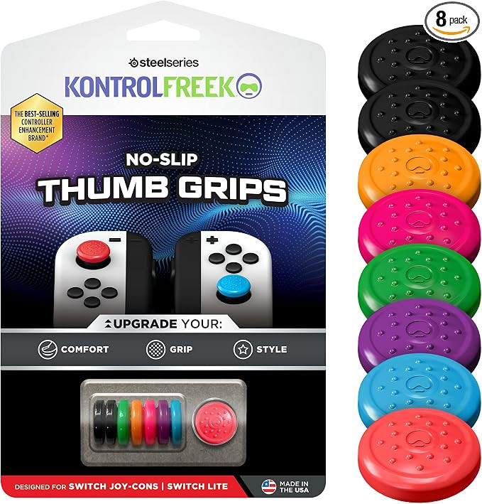 KontrolFreek No-Slip Thumb Grips for Nintendo Switch Joy-Con Controller | 8-Pack | Blue/Green/Red... | Amazon (US)
