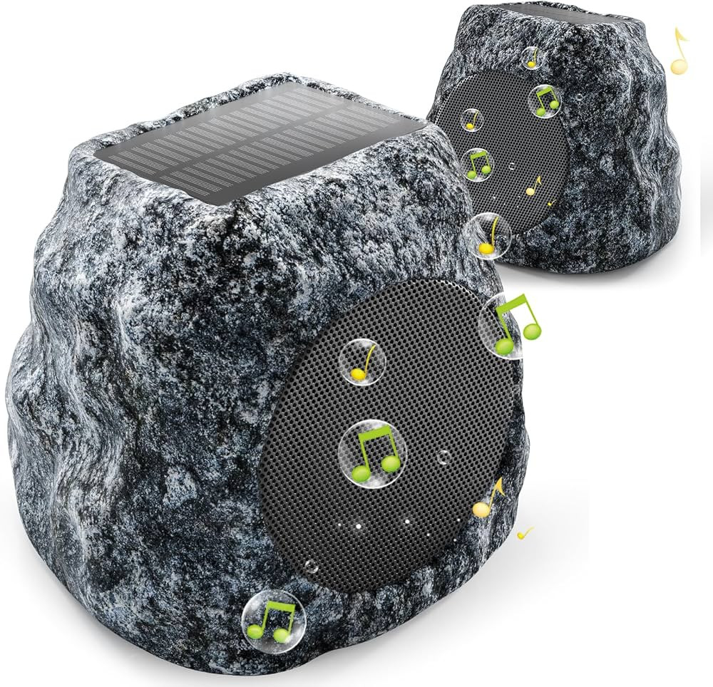 Outdoor Rock Bluetooth Speakers - 60W Deep Bass IPX7 Waterproof Speaker, Solar-Powered, Wireless ... | Amazon (US)
