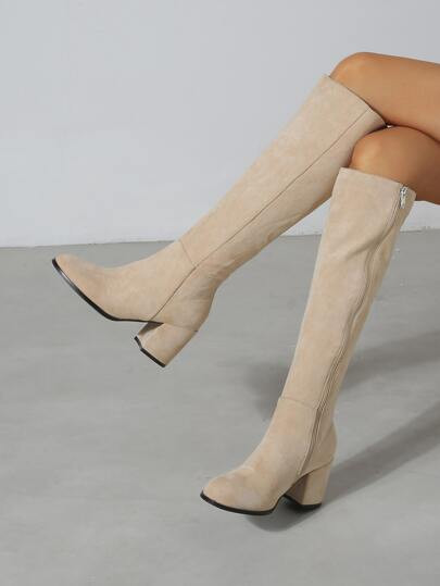 Suede Chunky Knee Classic Boots | SHEIN