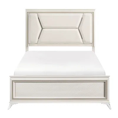 Led Lighting Queen Bed With Chenille Upholstered Headboard, 2-tone (antique White), Robust Wood Construction Lighted Upholstery, Strong Frame | Wayfair North America