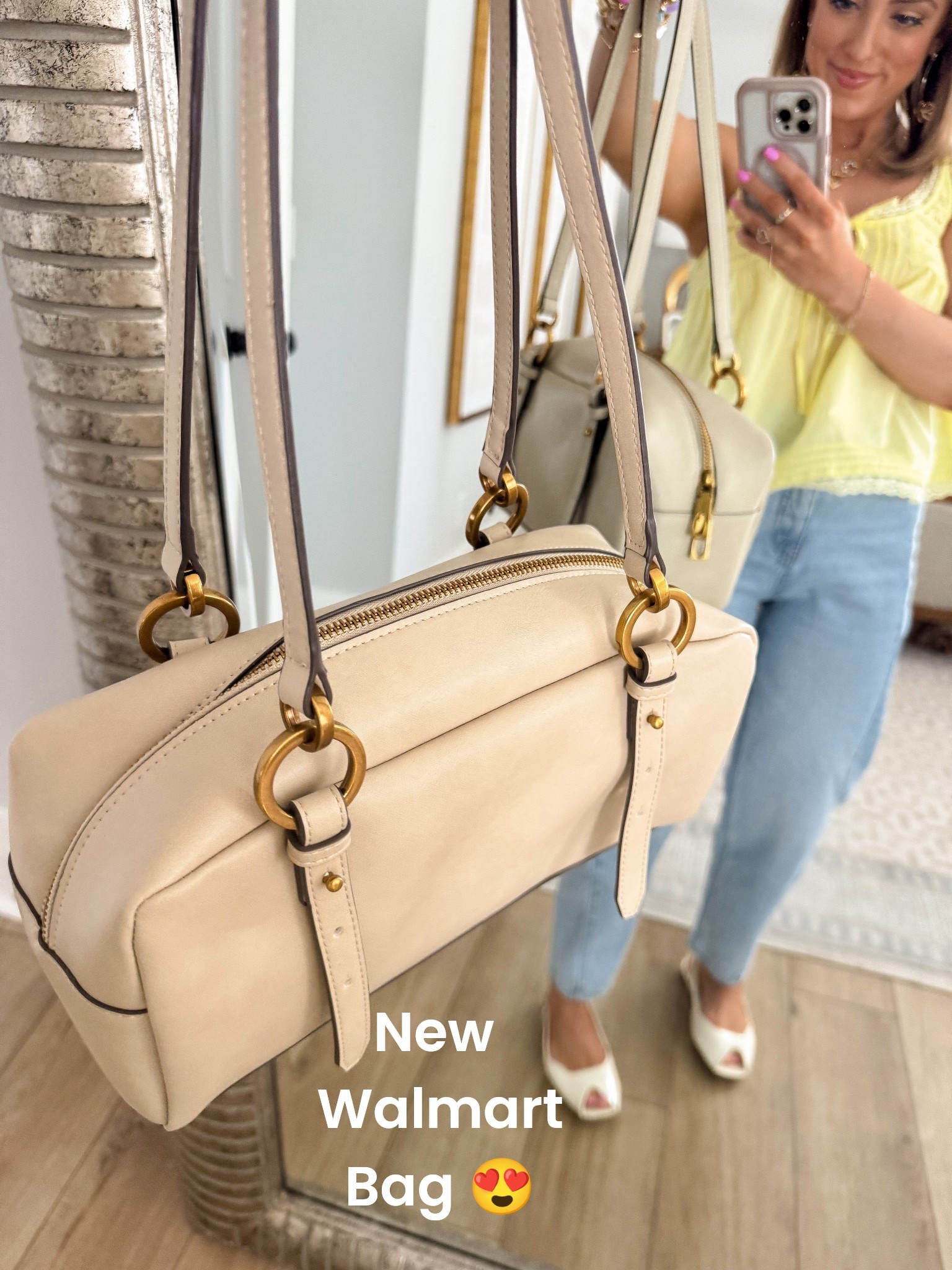 This $32 Walmart purse looks SO high-end 🤍✨

I cannot get over the quality and details on this one — the structured shape, the gorgeous gold hardware, the zipper detail, and the rich neutral tone make it look designer-inspired without the designer price tag 🙌🏼

It has the perfect everyday size (fits all the essentials), a secure top zipper closure, sturdy straps, and it comes in THREE beautiful color options. The material feels luxe and the craftsmanship honestly surprised me in the best way.

If you love affordable handbags that look expensive, this is such a good find. It elevates jeans + a tee, dresses up casual outfits, and works for everyday wear, church, date night, or travel.

✔️ Only $32
✔️ Structured, polished silhouette
✔️ Gold hardware details
✔️ Comes in 3 colors
✔️ Budget-friendly but looks designer

Walmart fashion accessories have been so good lately and this bag proves it 👏🏼 Linked in my LTK!

#WalmartFashion #WalmartFinds #AffordableFashion #DesignerInspired #HandbagStyle #WalmartStyle #BudgetFriendly #EverydayBag #SpringStyle #LTKStyle #LTKFinds