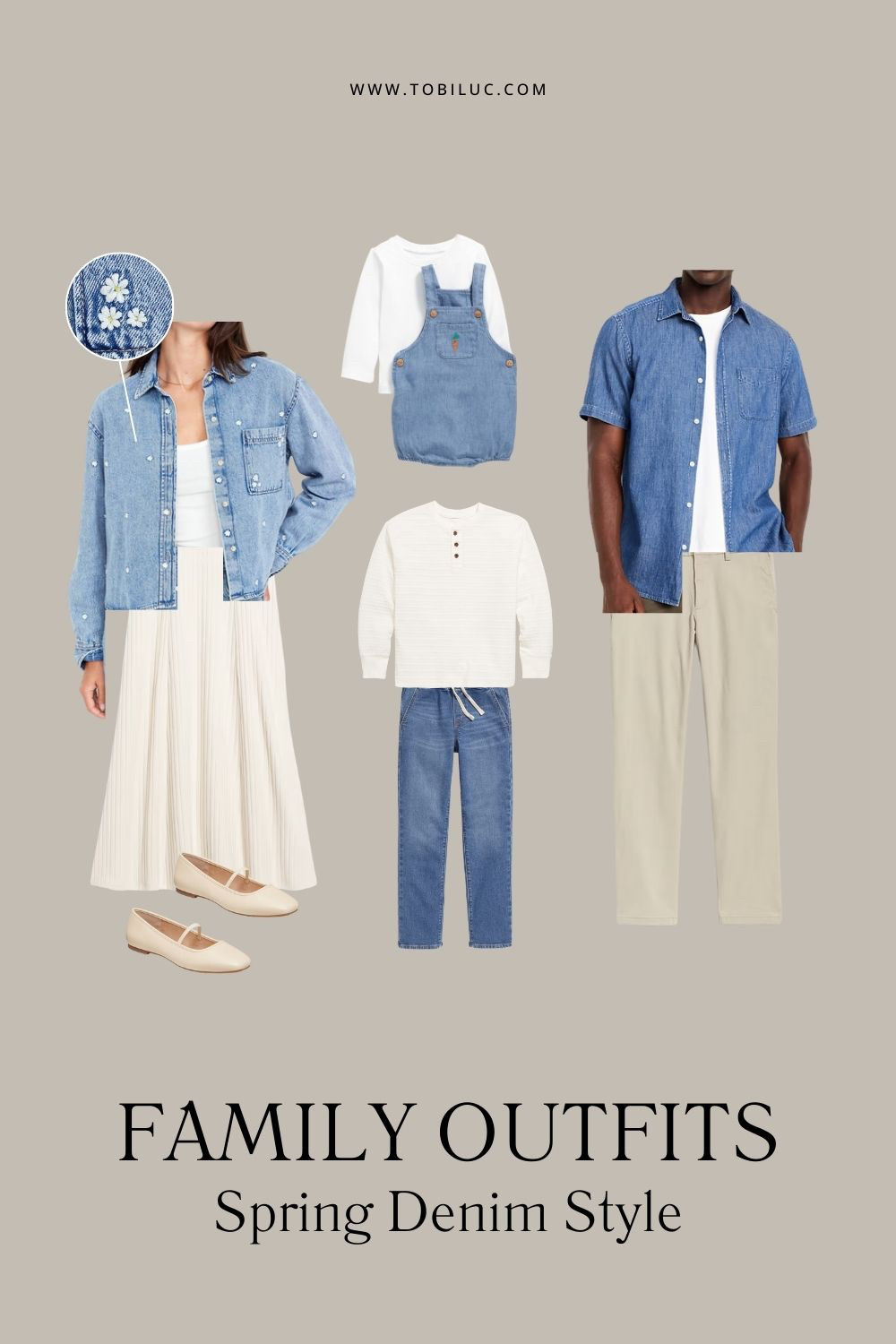 Easy, casual, trendy spring denim family outfits. Spring 2025, Old Navy, Family Photos, Easter, Outfits. 

 #LTKSeasonal #LTKStyleTip #LTKFamily