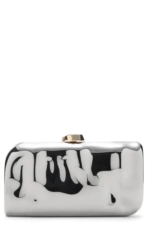 MANGO Metal Box Clutch in Silver at Nordstrom | Nordstrom
