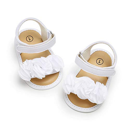 GDSDYM Baby Girls Sandals with Floral Soft Sole Summer Infant Princess Wedding Party Dress Flats Shoes Newborn Crib Shoes First Walkers Prewalkers | Amazon (US)