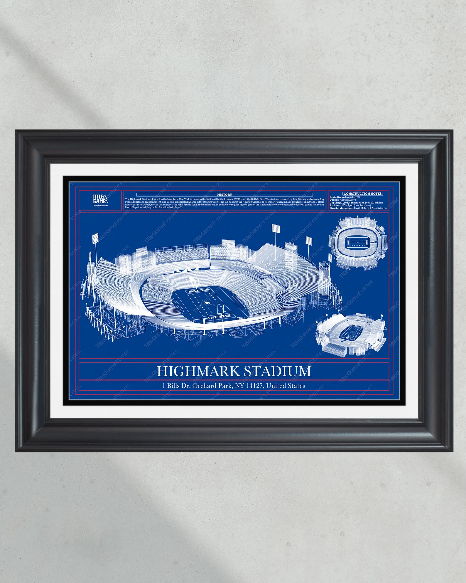 Buffalo Bills Highmark Stadium Blueprint Football Print | Etsy (Global)