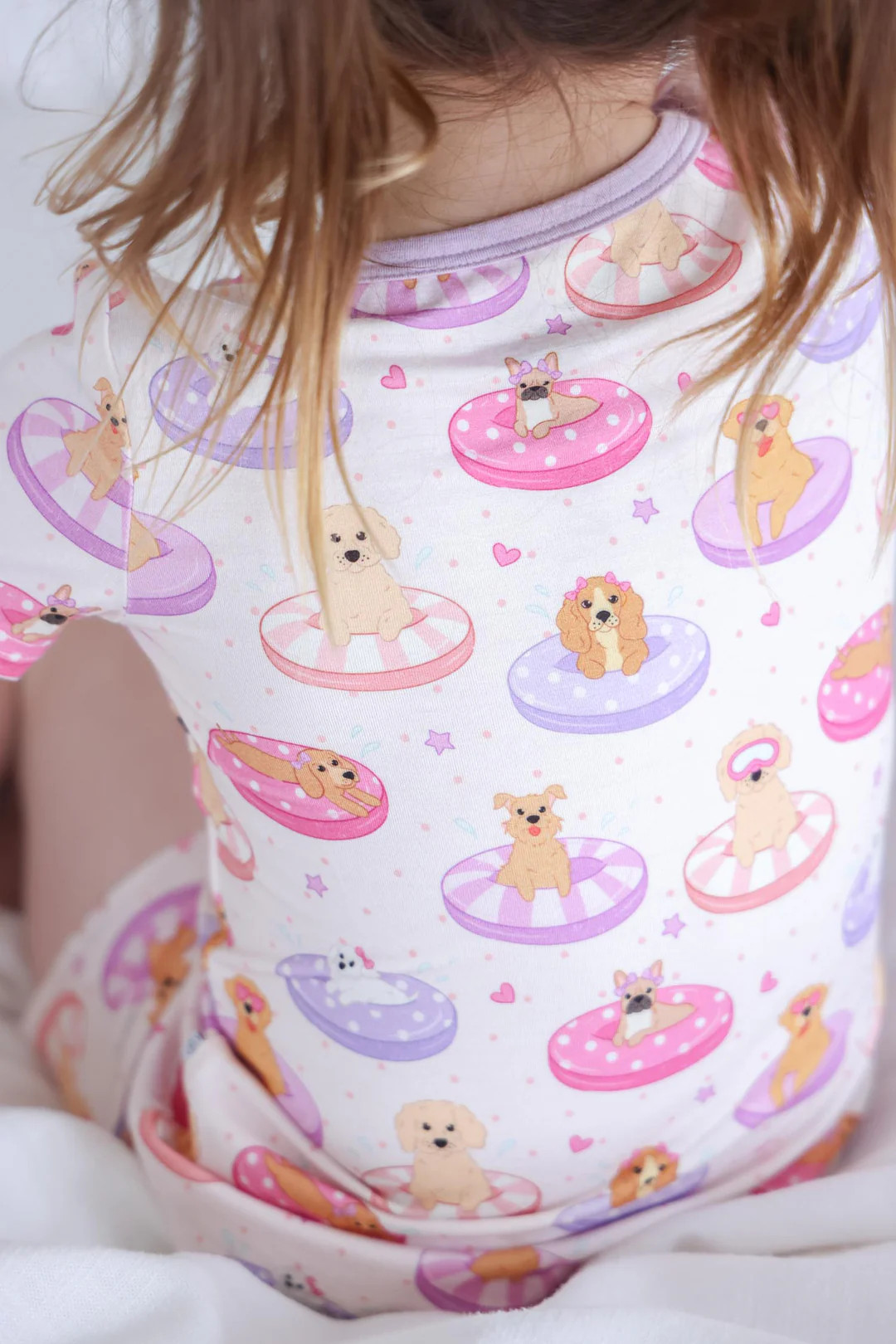 Two Piece Short Pajama Set | Poolside Pups Pink | Caden Lane