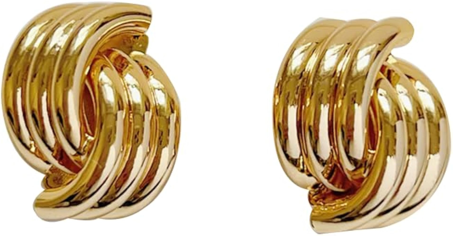 Gold Statement Geometric Dangle Drop Earrings for Women Chunky Trendy Knot Stud | Amazon (US)