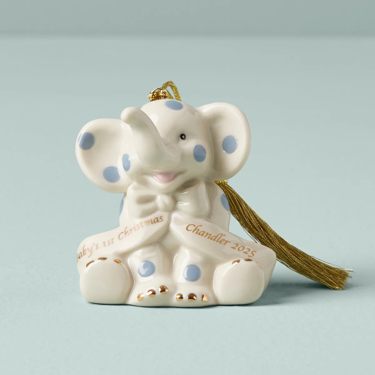 Personalized Blue Elephant Ornament | Lenox