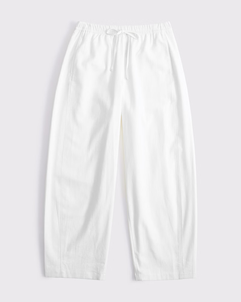 Women's Linen Blend Barrel Pull-On Pant | Women's Bottoms | Abercrombie.com | Abercrombie & Fitch (US)