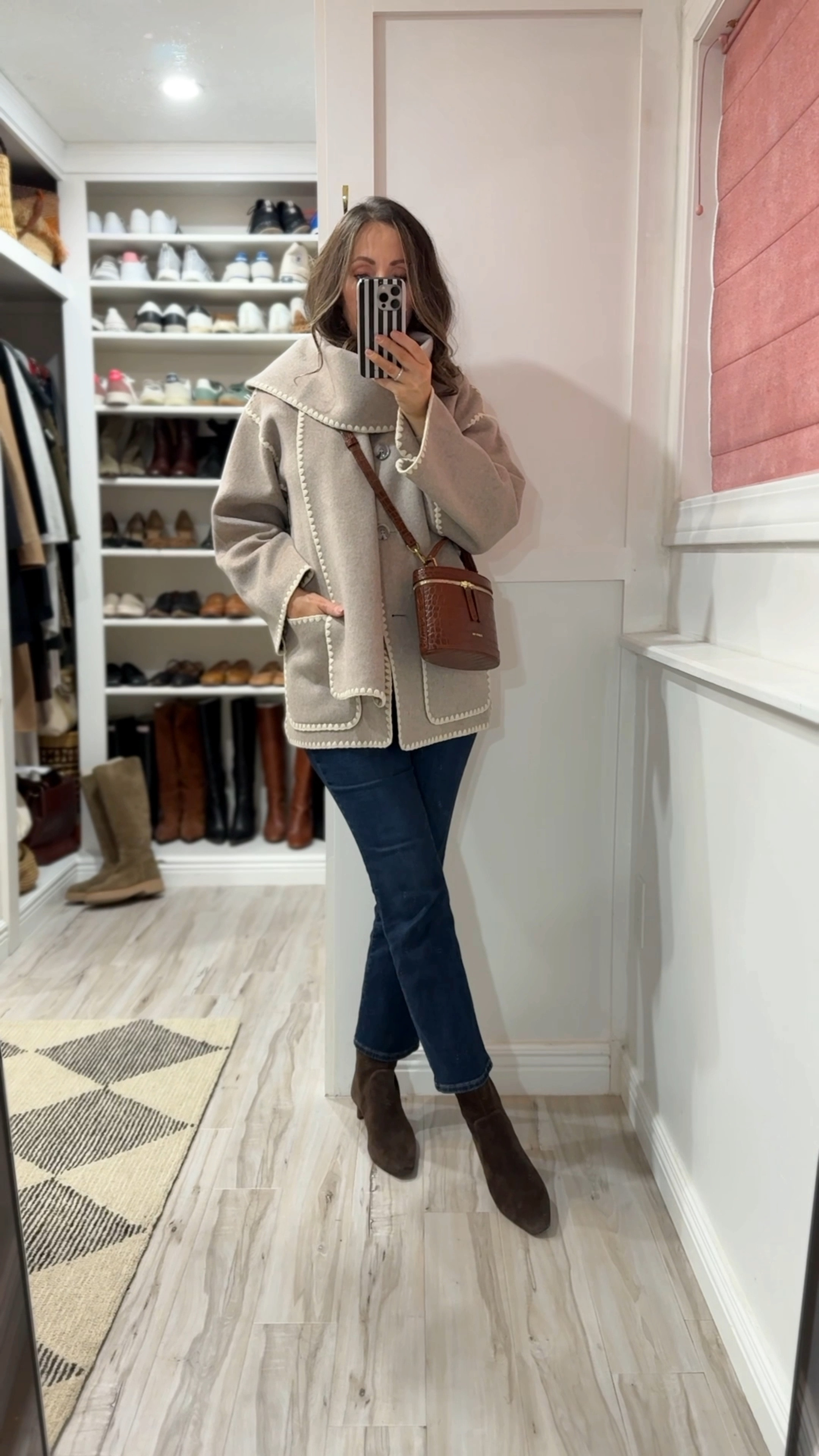 I almost returned this wool coat (not itchy) but sooo glad I kept it. It elevates any outfit (and fraction of the price compared to Toteme). 
I sized up in booties for more toe room. Jeans tts. 
Sezane cardigan in xs.  
Bag is Paris64 (gifted). Unable to link it  

#LTKSeasonal #LTKSaleAlert #LTKShoeCrush