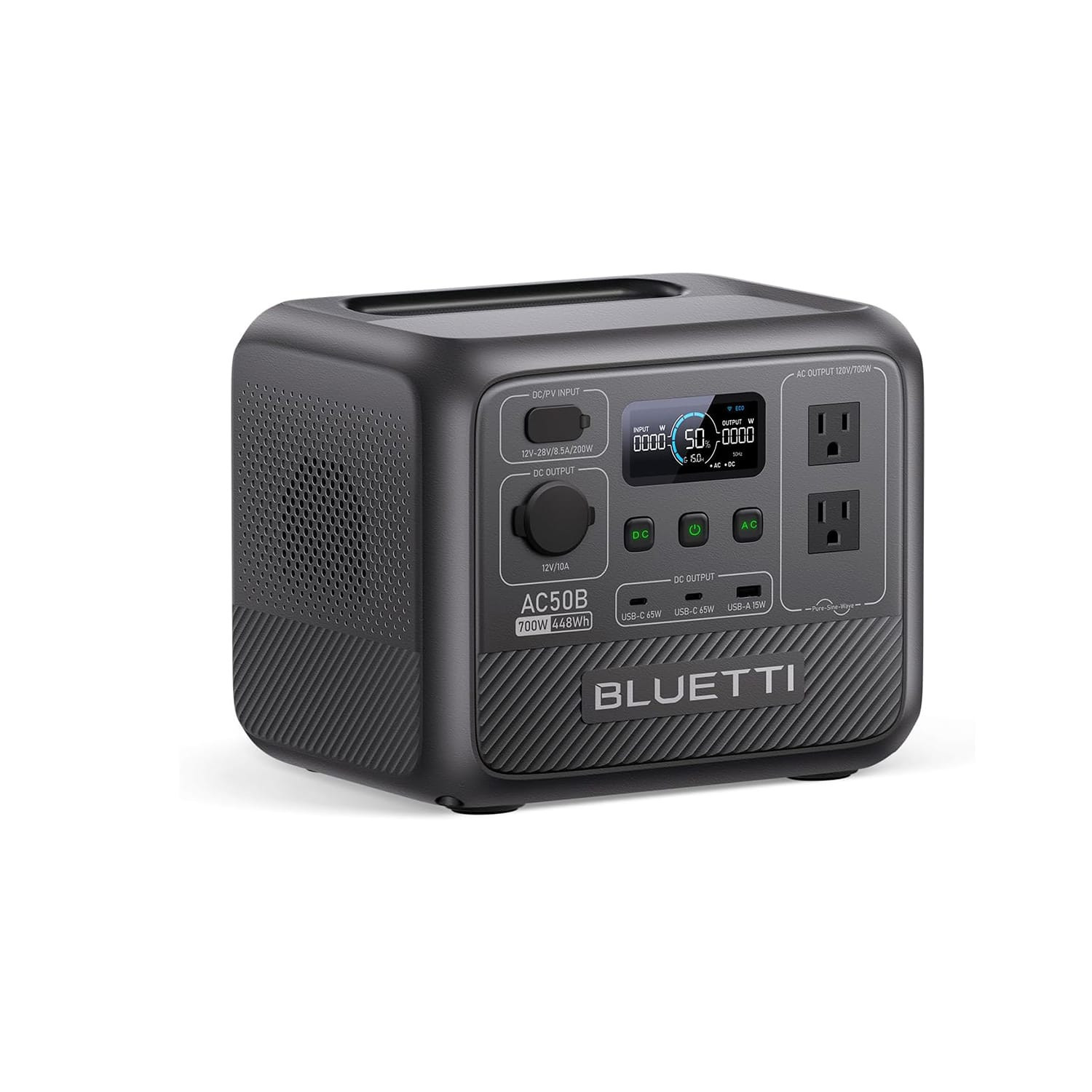 BLUETTI - 700W Continuous/1000W Peak Output Power Station AC50B 448Wh LiFePO4 Battery Solar Generator for Outdoors (448 Wh Capacity) - Gray | Best Buy U.S.