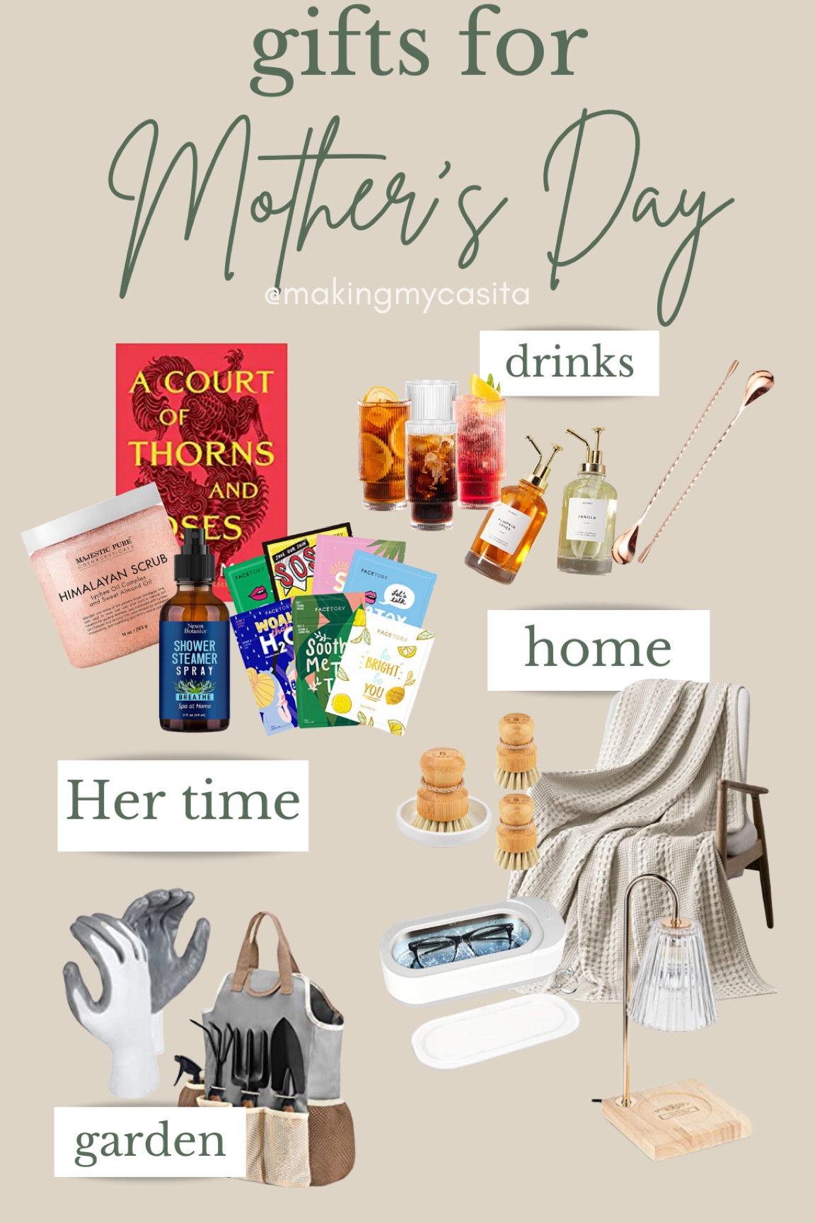What she would want for Mother’s Day! 

#mothersday #forher #happymothersday #mama #formama #giftguide #guides #gardener #hertime #athomespa #spanight facemasks book, body scrub, glass rubbed cups, blankets, kitchen scrubbers, jewelry cleaning, gardening, spoons, syrup pumps, shower spray, book series

#LTKhome #LTKGiftGuide #LTKunder50