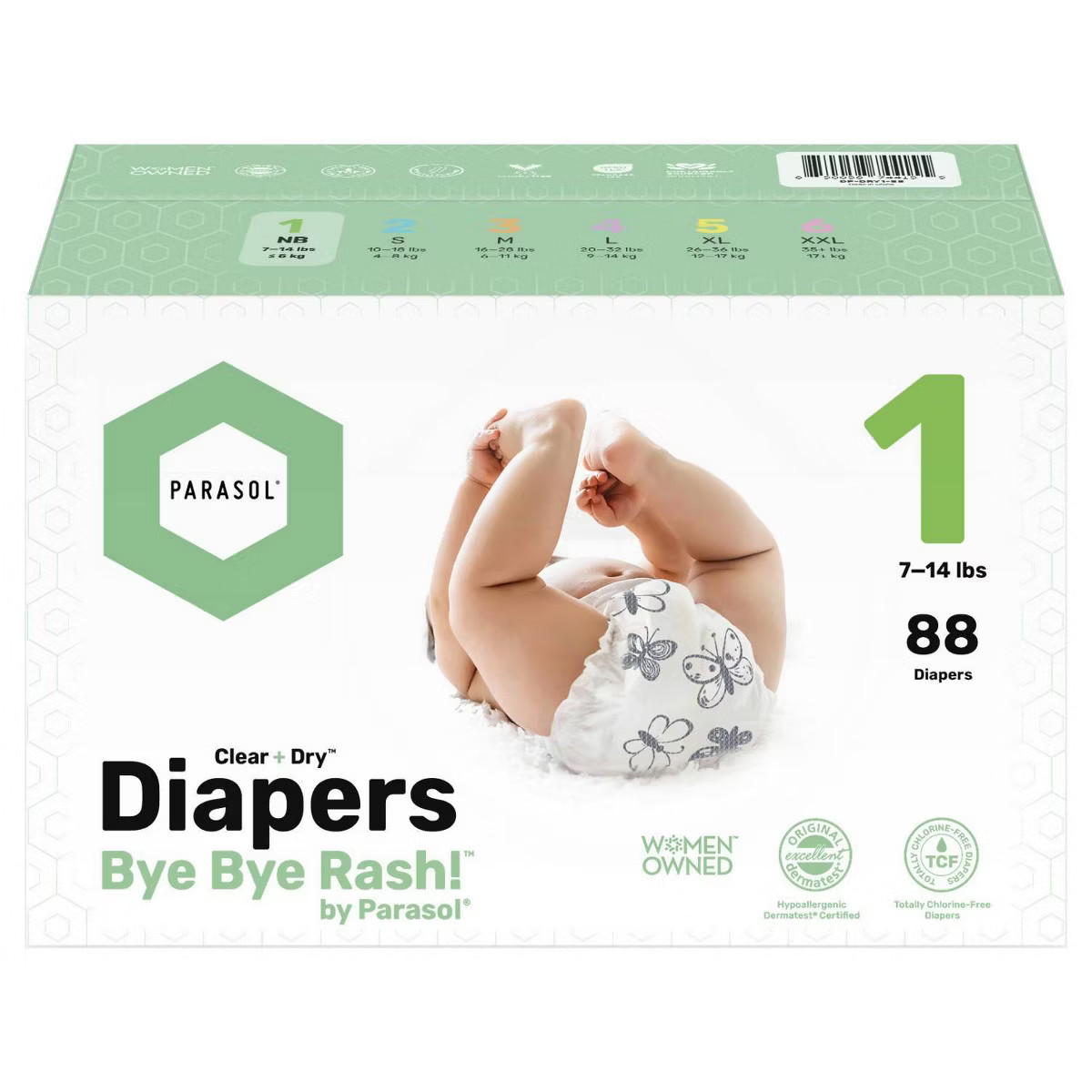 Parasol Clear+Dry Natural Disposable Diapers - Size 1 - 88ct | Target