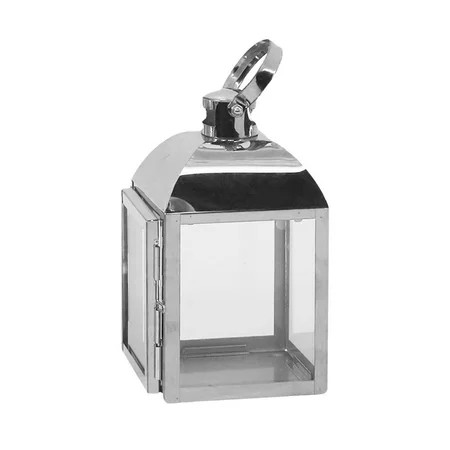 Viugreum Decorative Candle Lantern Stainless Steel Glass Lamp Silver | Walmart (US)