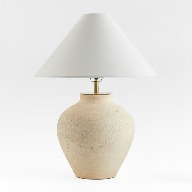 Corfu Cream Table Lamp with Linen Taper Shade Bedroom Lighting + Reviews | Crate & Barrel | Crate & Barrel