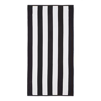 Outdoor Oasis Reversible Cabana Stripe Black And Gray Beach Towel | JCPenney