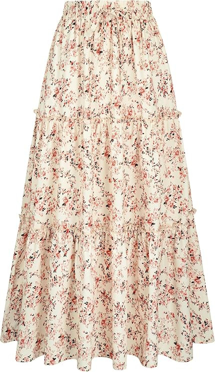 Arolina Women's Summer Maxi Skirt Trendy High Waist Pleated Ruffle Long Skirts Flowy Beach Boho S... | Amazon (US)