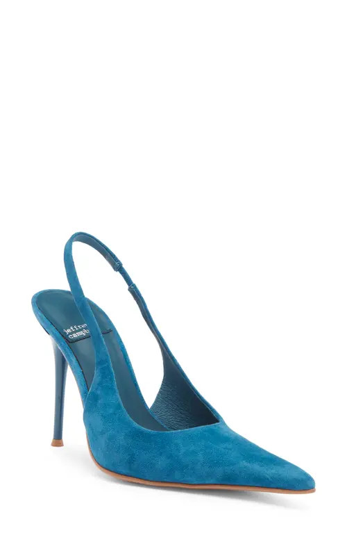 Jeffrey Campbell You Wish Slingback Pointed Toe Pump in Turquoise Suede at Nordstrom, Size 5.5 | Nordstrom