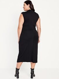 Fitted Mock-Neck Midi Dress for Women | Old Navy (US)