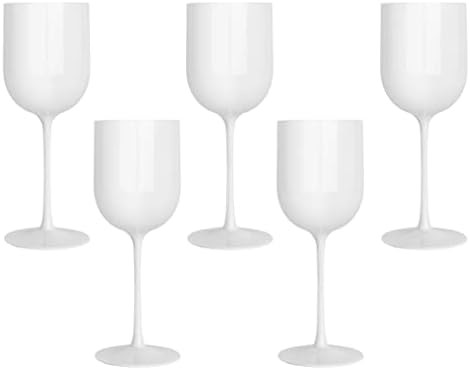 White Plastic Wine Glasses Set of 10 Elegant Wine Goblets Hard Plastic Wine Cups on Stem 12 Ounce | Amazon (US)