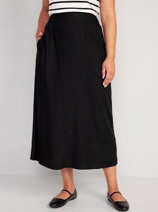 High-Waisted Smocked Crepe Maxi Skirt for Women | Old Navy (US)