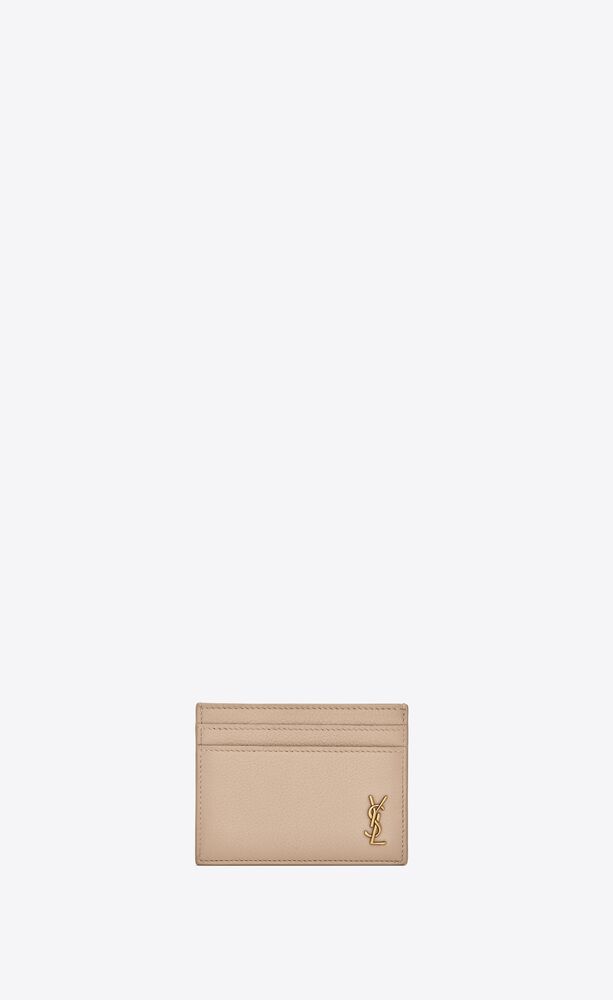 Card case with five slots, decorated with tiny interlaced metal YSL initials. | Saint Laurent Inc. (Global)