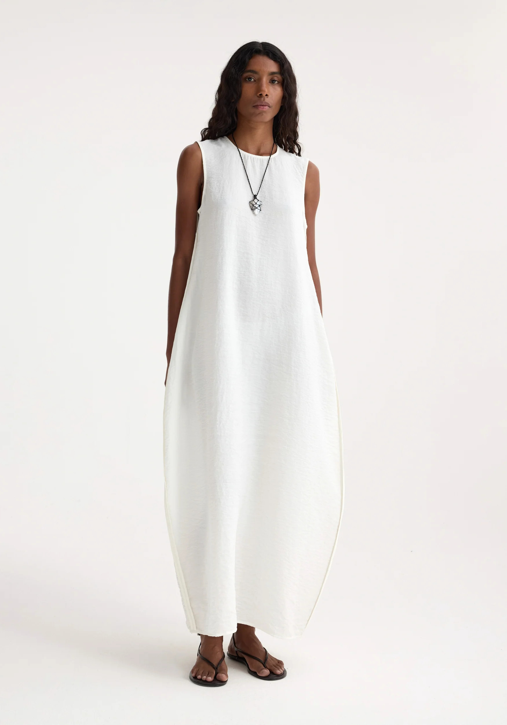 hammered silk shaped dress | off white | Rohe