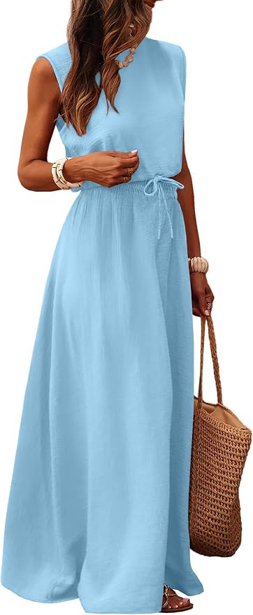 Caracilia Women's 2 Piece Maxi Skirt Sets 2026 Summer Casual Cropped Tank Top High Waisted Long S... | Amazon (US)