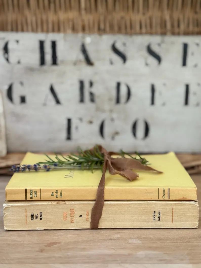 Vintage French Book Set: Neutral Decorative Paperbacks, 1960s Paris - Etsy | Etsy (US)