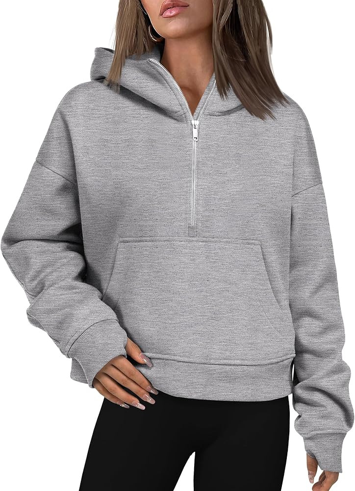 Zeagoo Womens Half Zip Cropped Hoodies Fleece Long Sleeve Pullover Sweatshirts 2023 Fall Winter C... | Amazon (US)