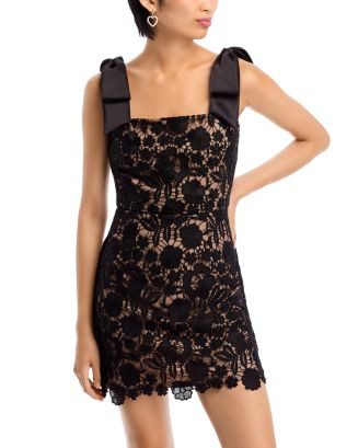 AQUA Bow Strap Lace Mini Dress - Exclusive  | Bloomingdale's Women | Bloomingdale's (US)