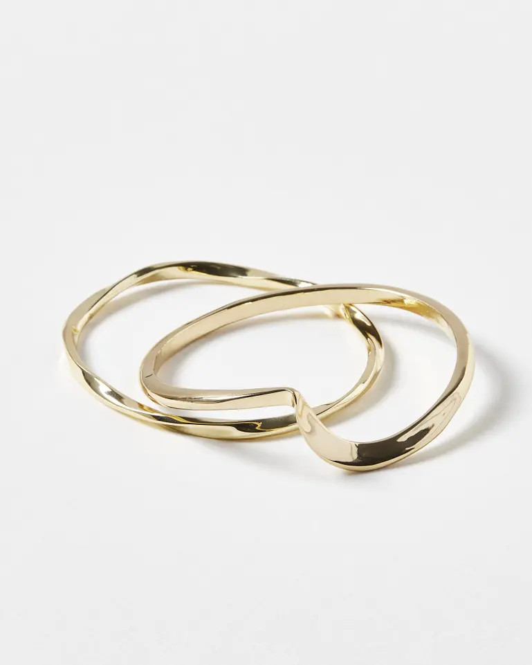 Renata Twisted Gold Bangles Pack Of Two | Oliver Bonas | Oliver Bonas (Global)